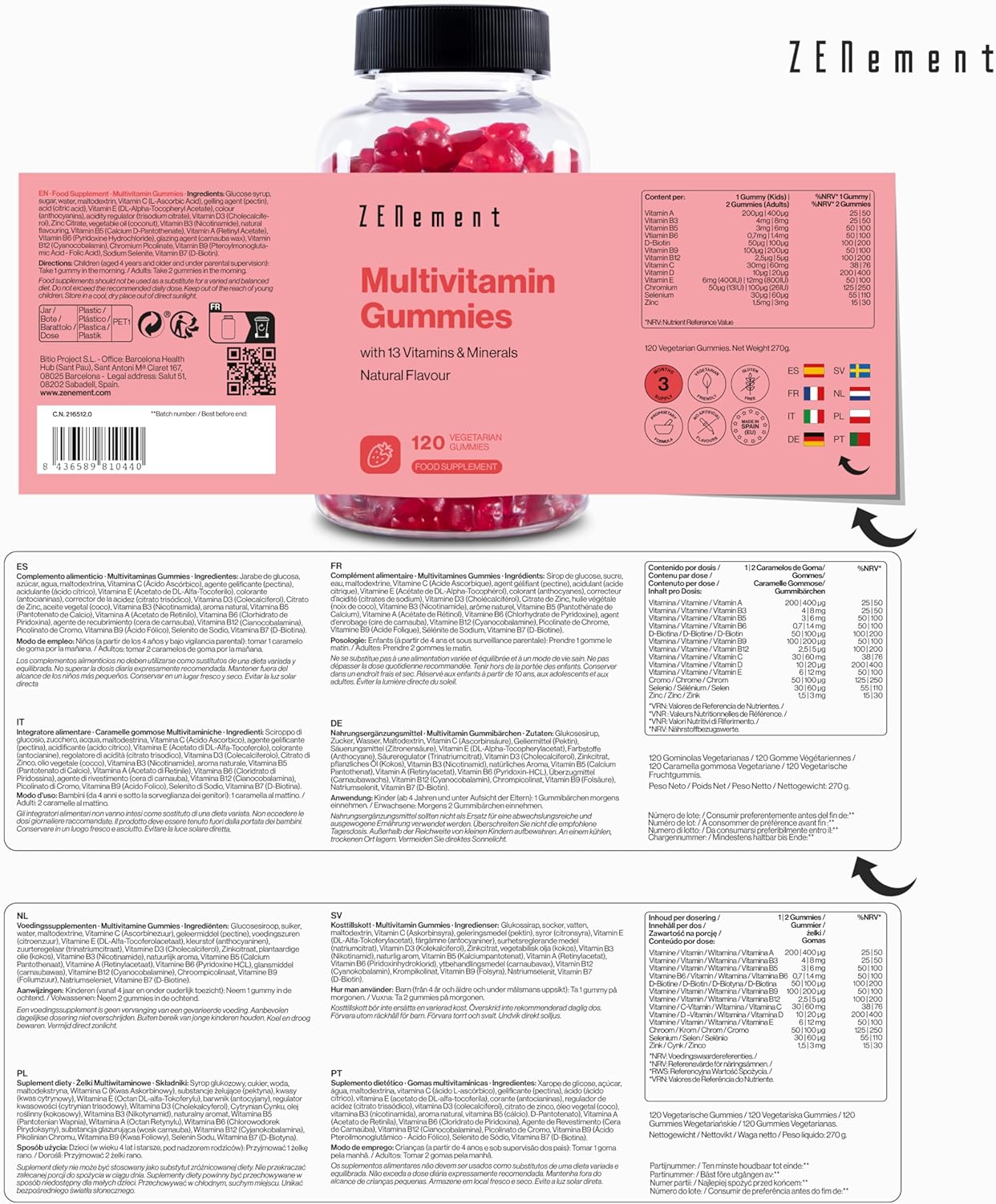 Detalle 2 de Zenement Multivitamin Gummibärchen für Kinder