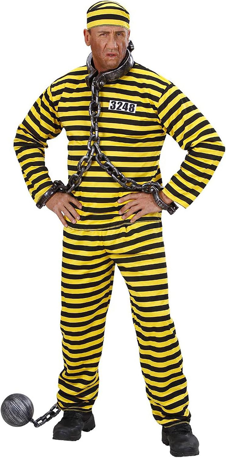 Detalle de W WIDMANN MILANO Party Fashion – Costume prisonnier jaune et noir (taille XL)