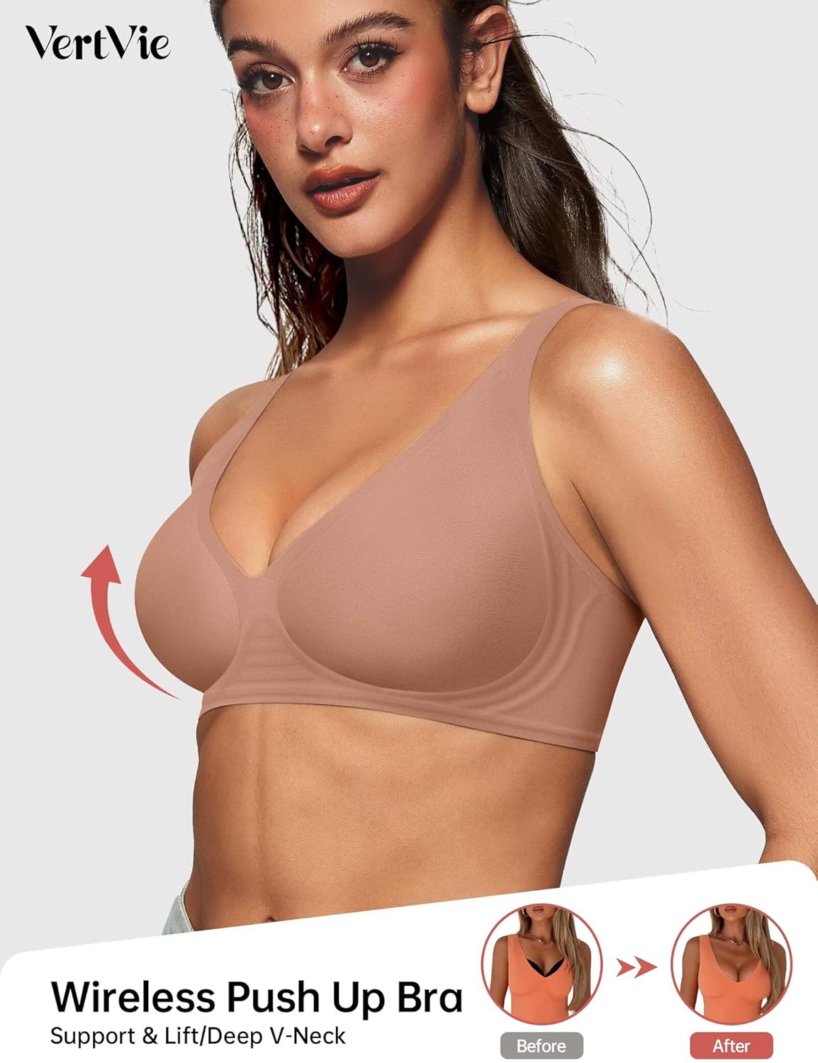 Thumbnail 1 de Vertvie Jelly Wireless Push Up Plunge Seamless T-Shirt Bra (No Underwire)