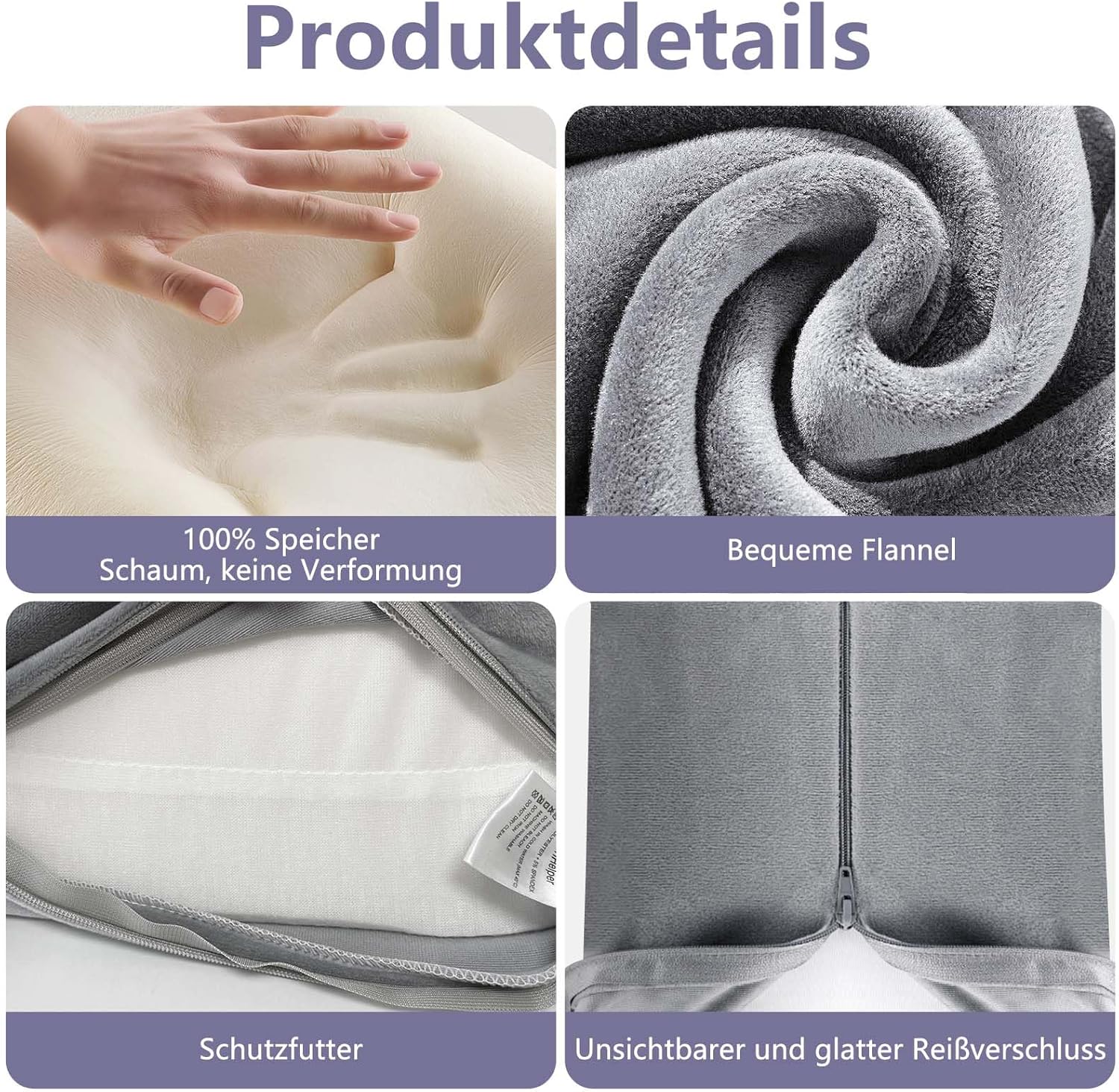 Thumbnail 5 de SeiriHelper Ergonomie-Kniekissen für Schlafen (Memory-Schaum, Hellgrau) 50 × 30 × 14,5 cm