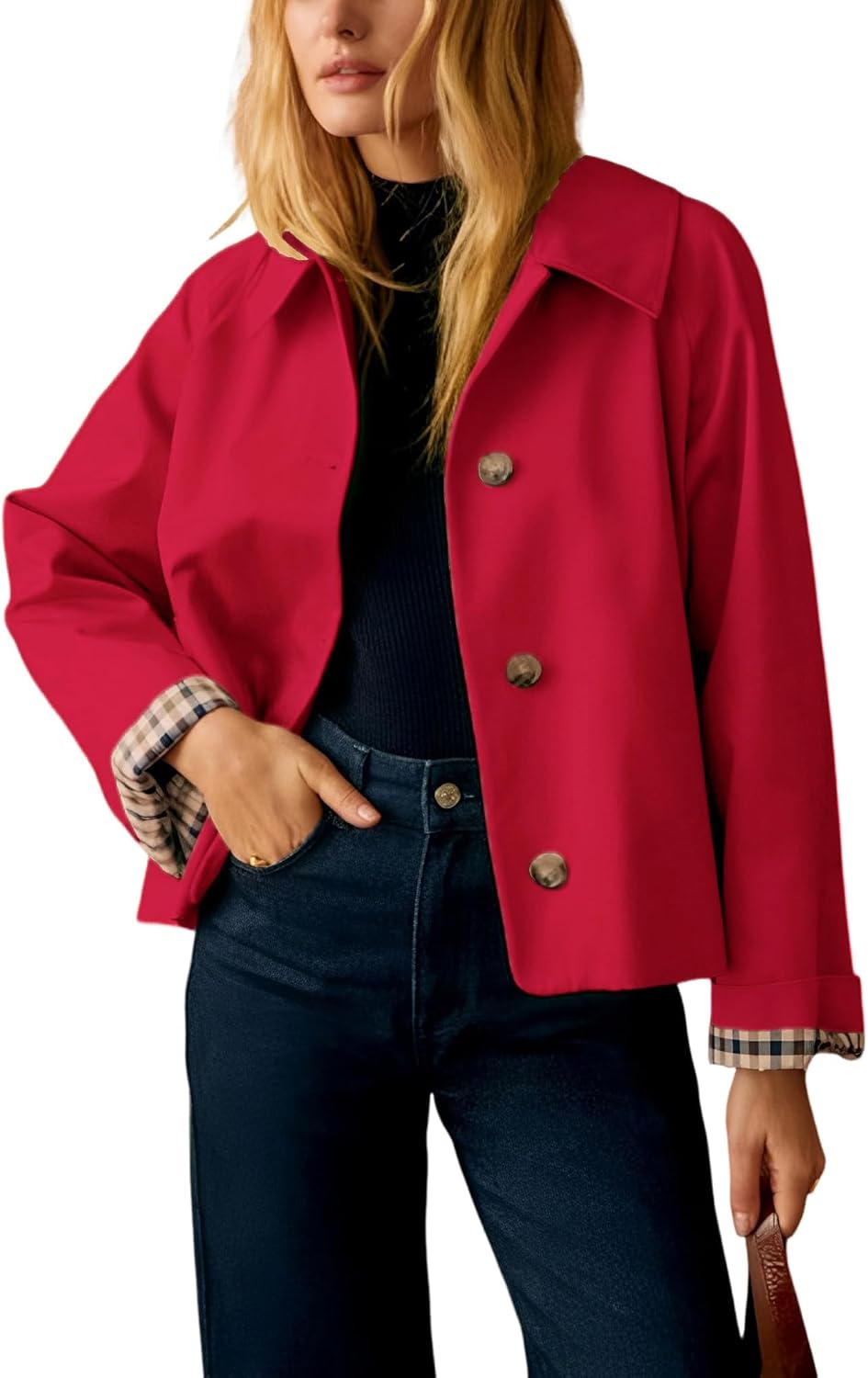 Thumbnail 5 de Yeokou Women Oversize Trench Coat with Plaid Lining