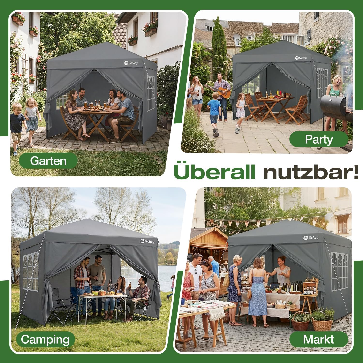 Detalle de Sekey Pop Up Pavillon 3x3 – wasserdicht, stabil und faltbar