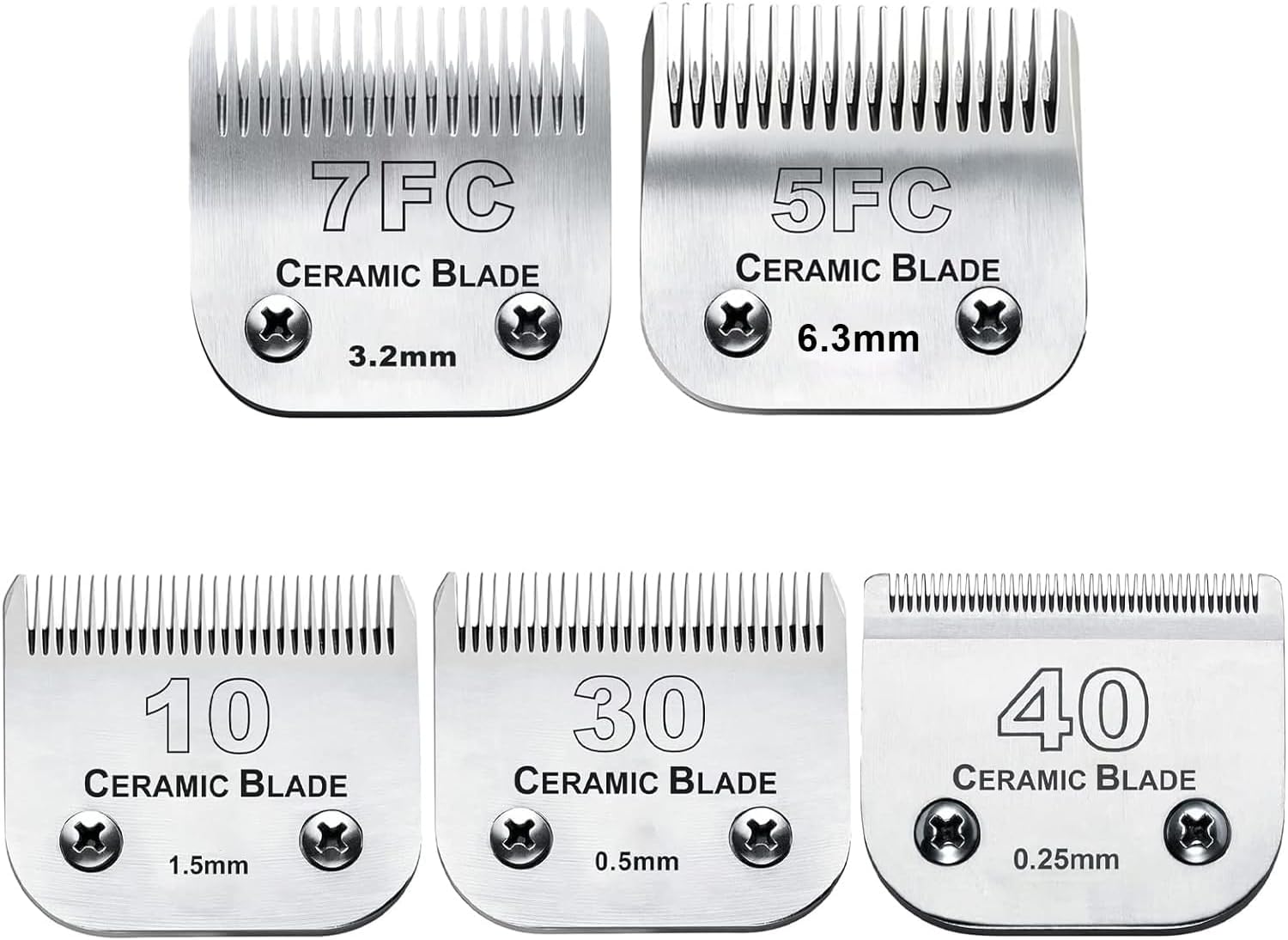Detalle de 5PCS Dog Grooming Clipper Replacement Blades: Ceramic & Stainless for Andis, Oster A5 & Wahl KM Series