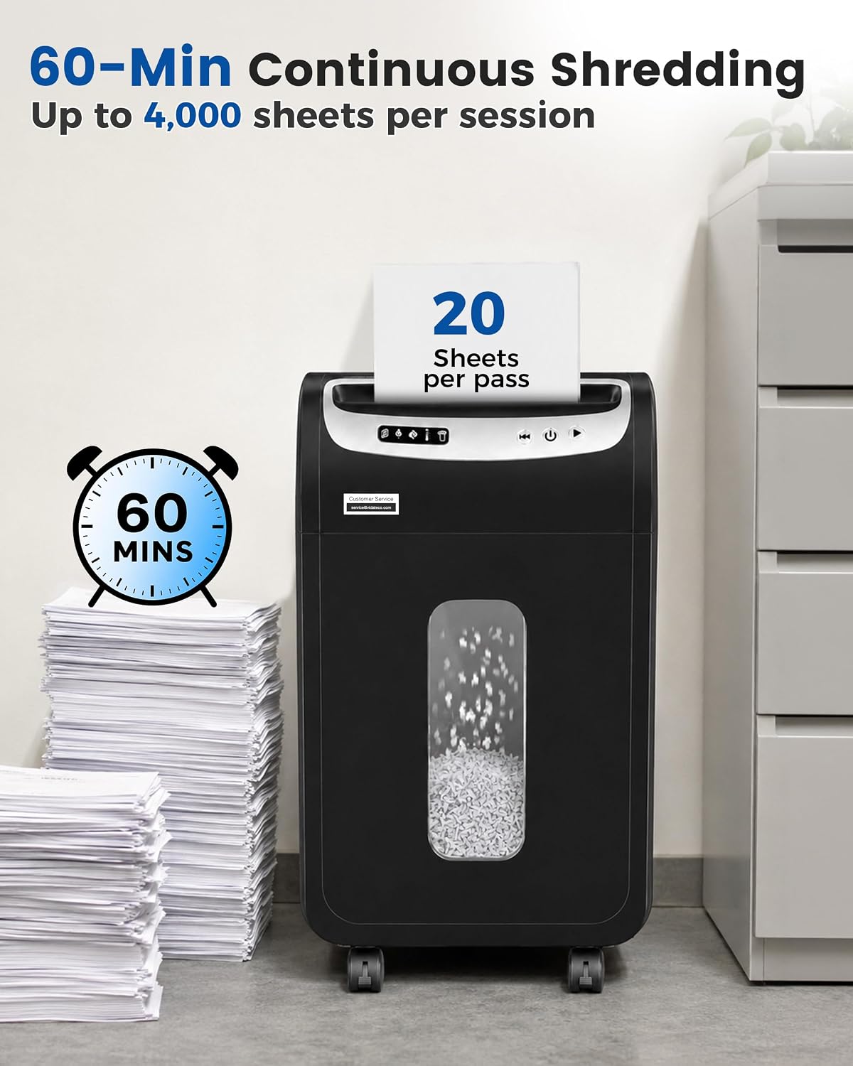 Thumbnail 2 de VidaTeco OS2502 20-Sheet Cross-Cut Paper Shredder, P-4, 60-Minute Runtime