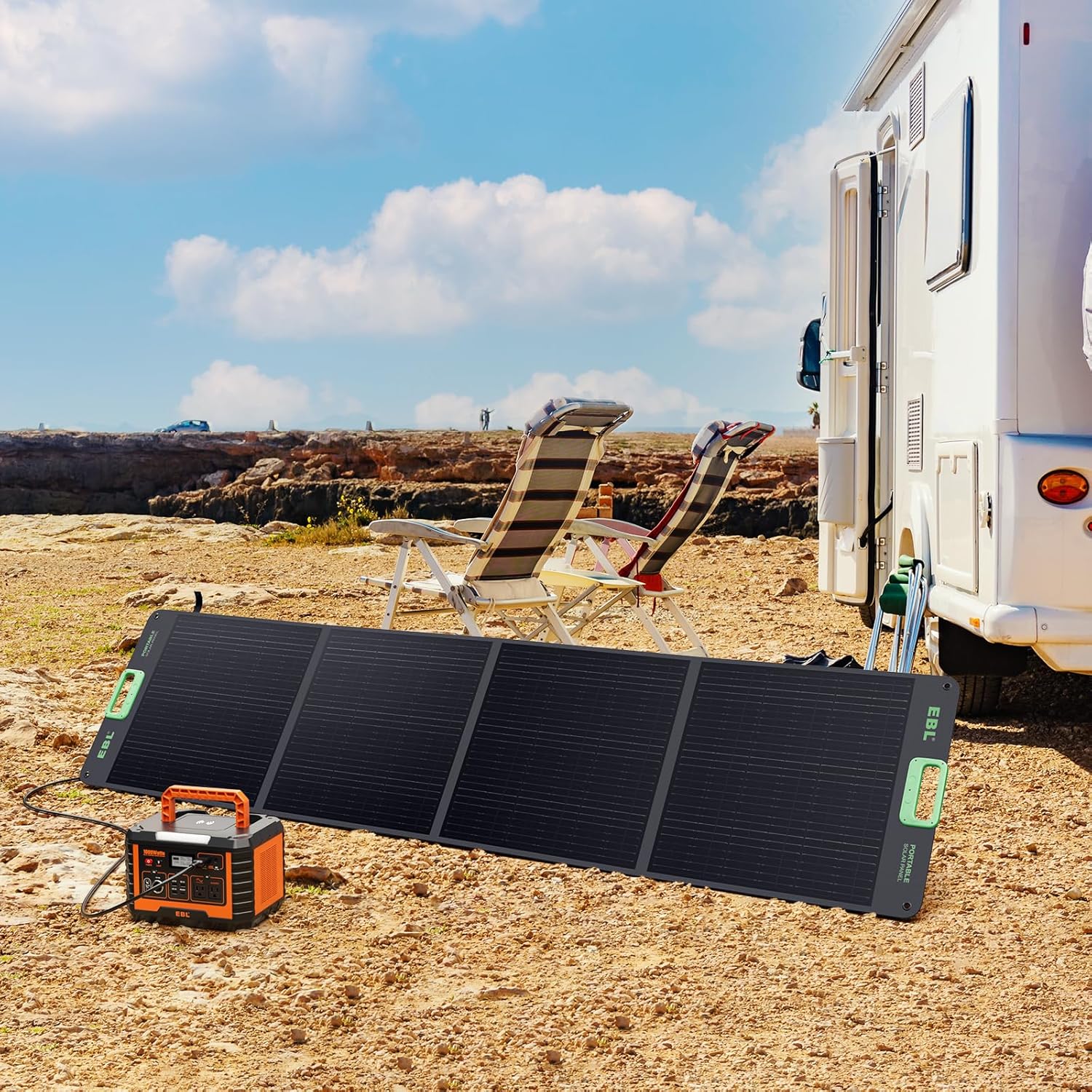 Thumbnail 5 de EBL 200W Portable Solar Panel: High-Efficiency Off-Grid Power for RV, Camping, and Home Backup
