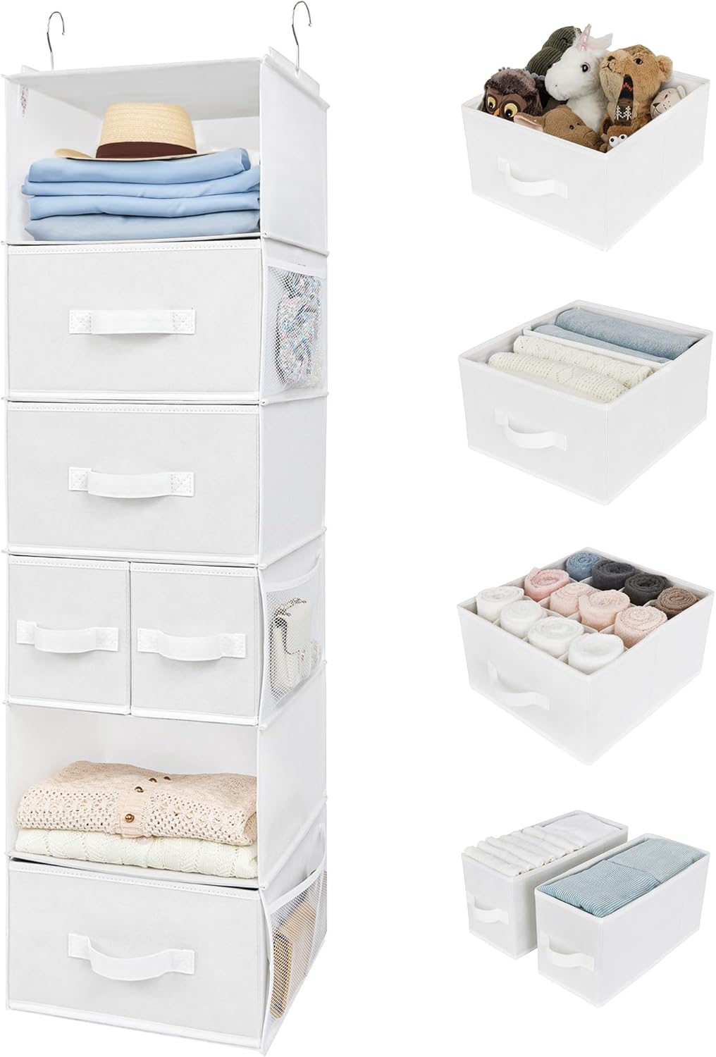 Detalle de GRANNY SAYS GS4006 Hanging Closet Organizer, 6 Shelves, 5 Drawers, White