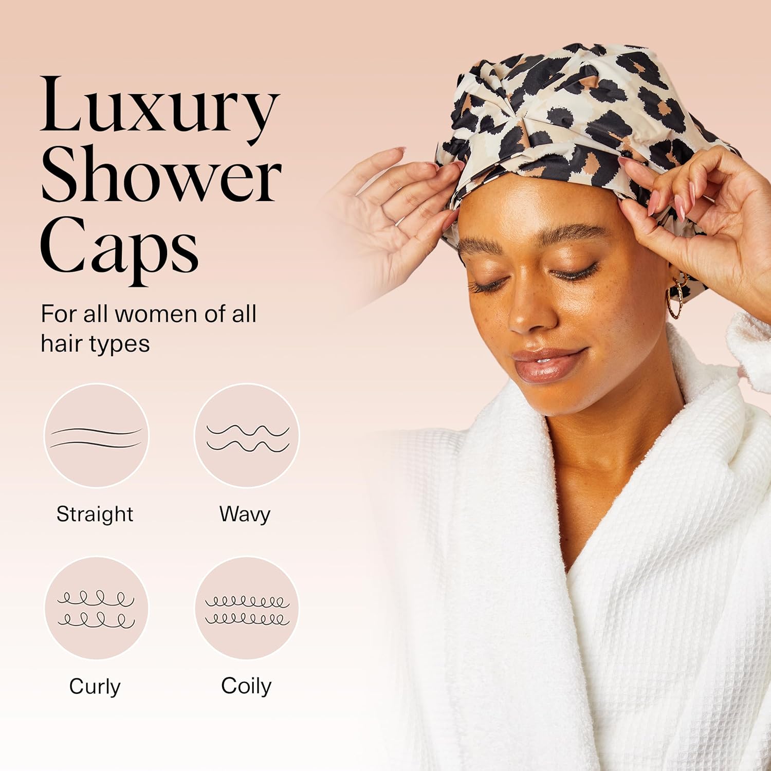 Thumbnail 2 de Kitsch Bonnet de Douche Luxe pour Femmes – Réutilisable, Imperméable et Anti-glisse, Léopard