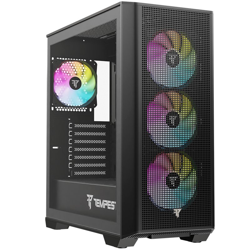 Detalle de tempest Fort ARGB ATX caja gaming 4 ventiladores