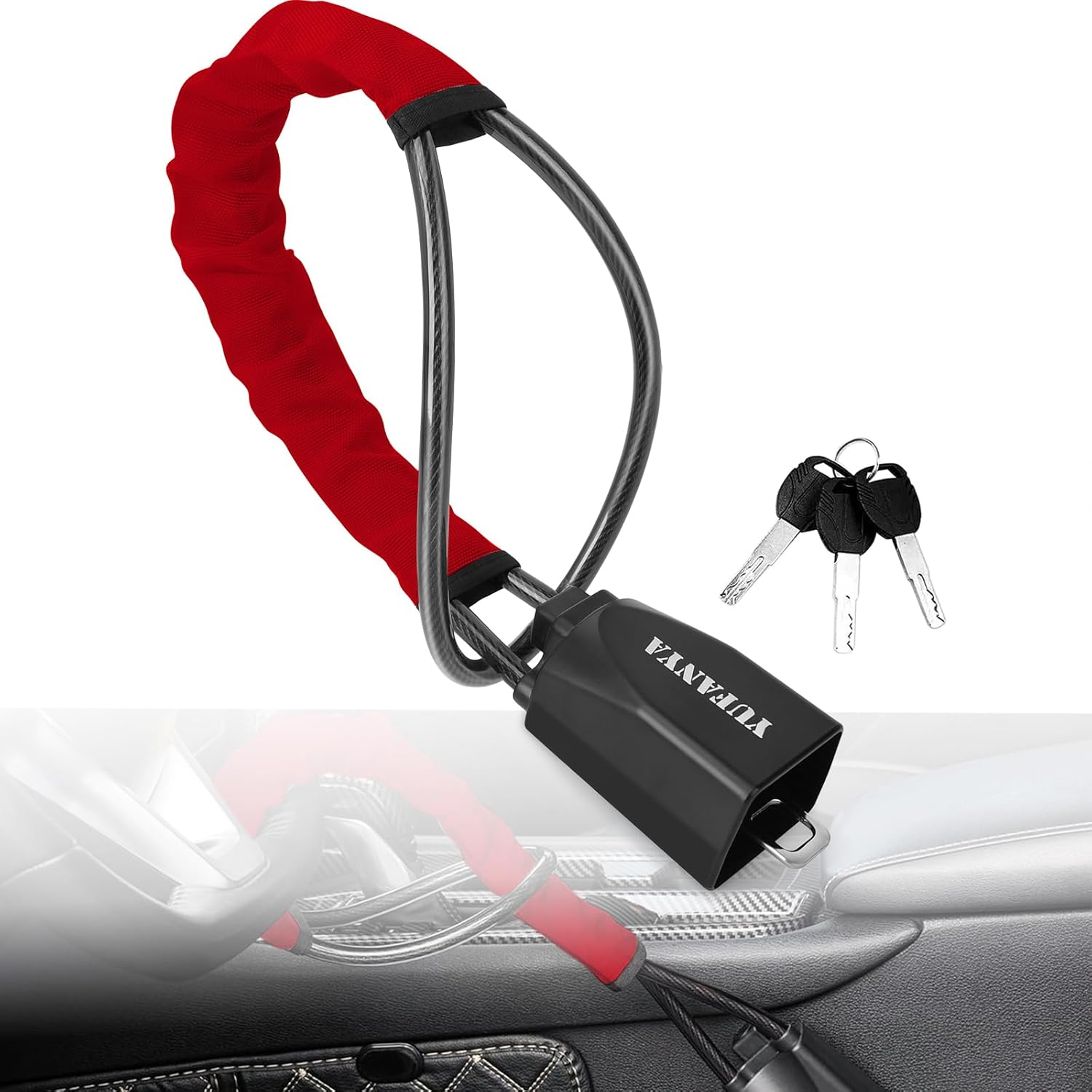 Detalle de Universal Steering Wheel and Seat Belt Lock 2 Keys