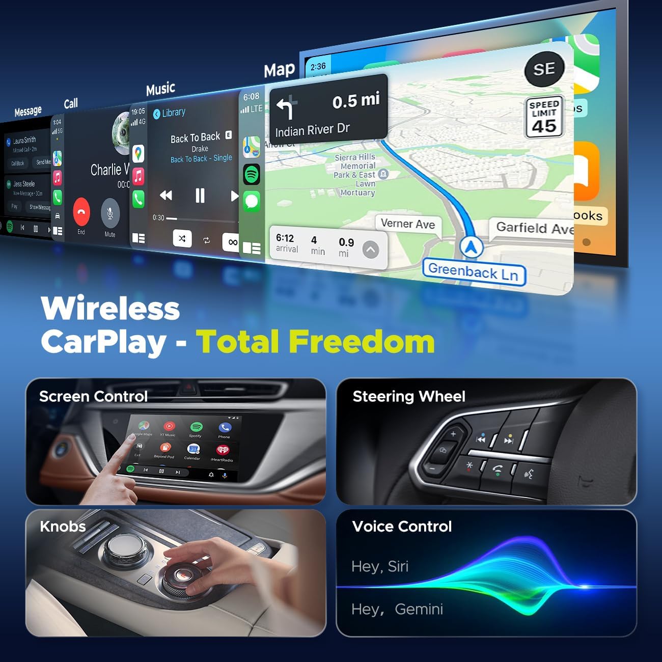 Thumbnail 4 de LAMTTO Wireless CarPlay Adapter with Gemini AI: Full Google Play, 4GB RAM + 32GB Storage