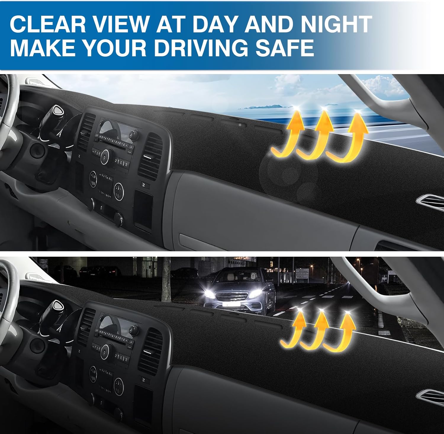 Thumbnail 5 de KUST Upgraded Dash Cover (Only Fit 2 Glove Box Dash) for 2007-13 Chevy Silverado & GMC Sierra 1500/2500HD/3500HD + 2007-14 Tahoe/Suburban/Yukon (Black)