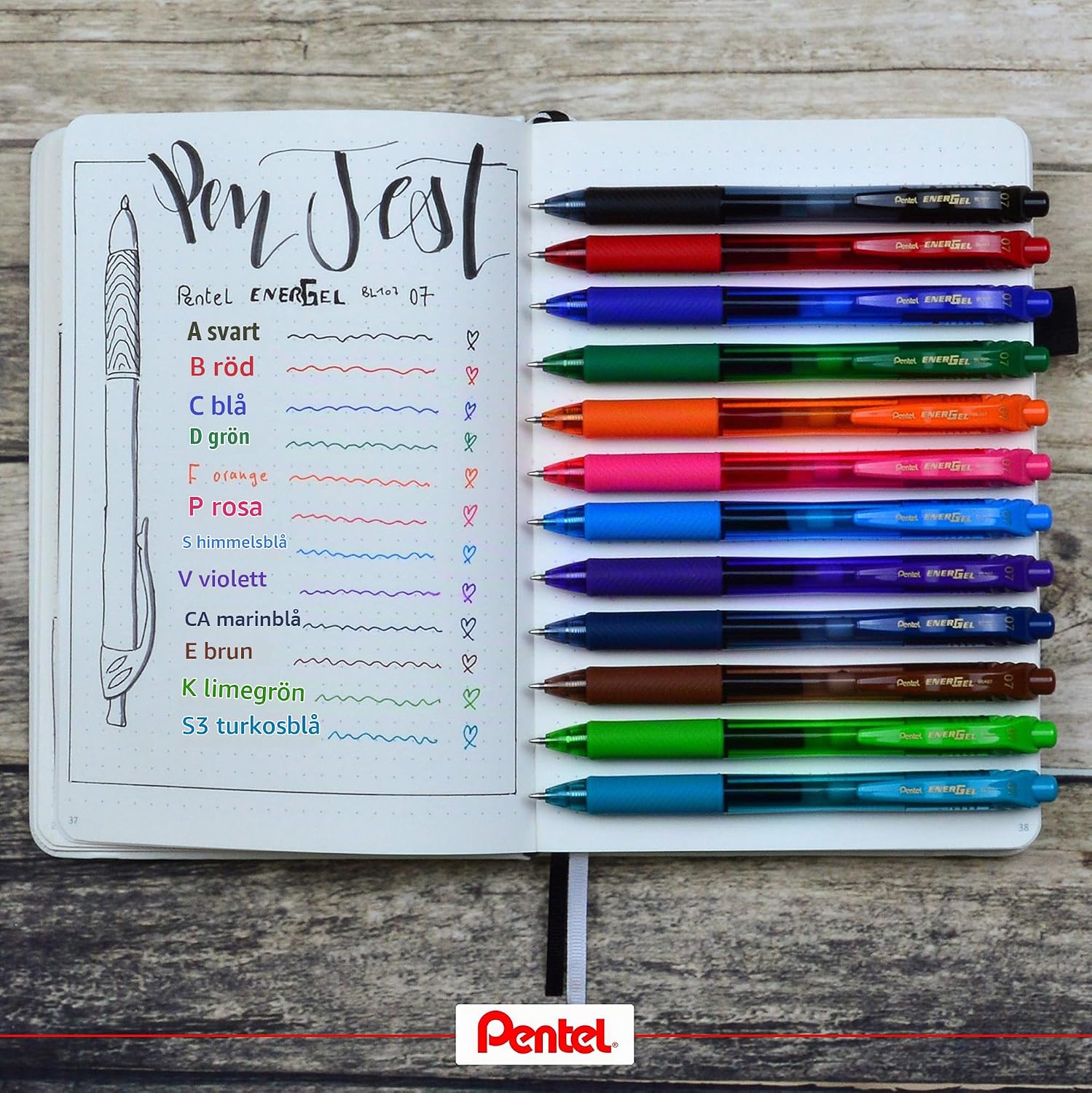 Thumbnail 4 de Pentel EnerGel X BL107-S3X-PC gelpenna, turkos, 0,7 mm, påfyllningsbar