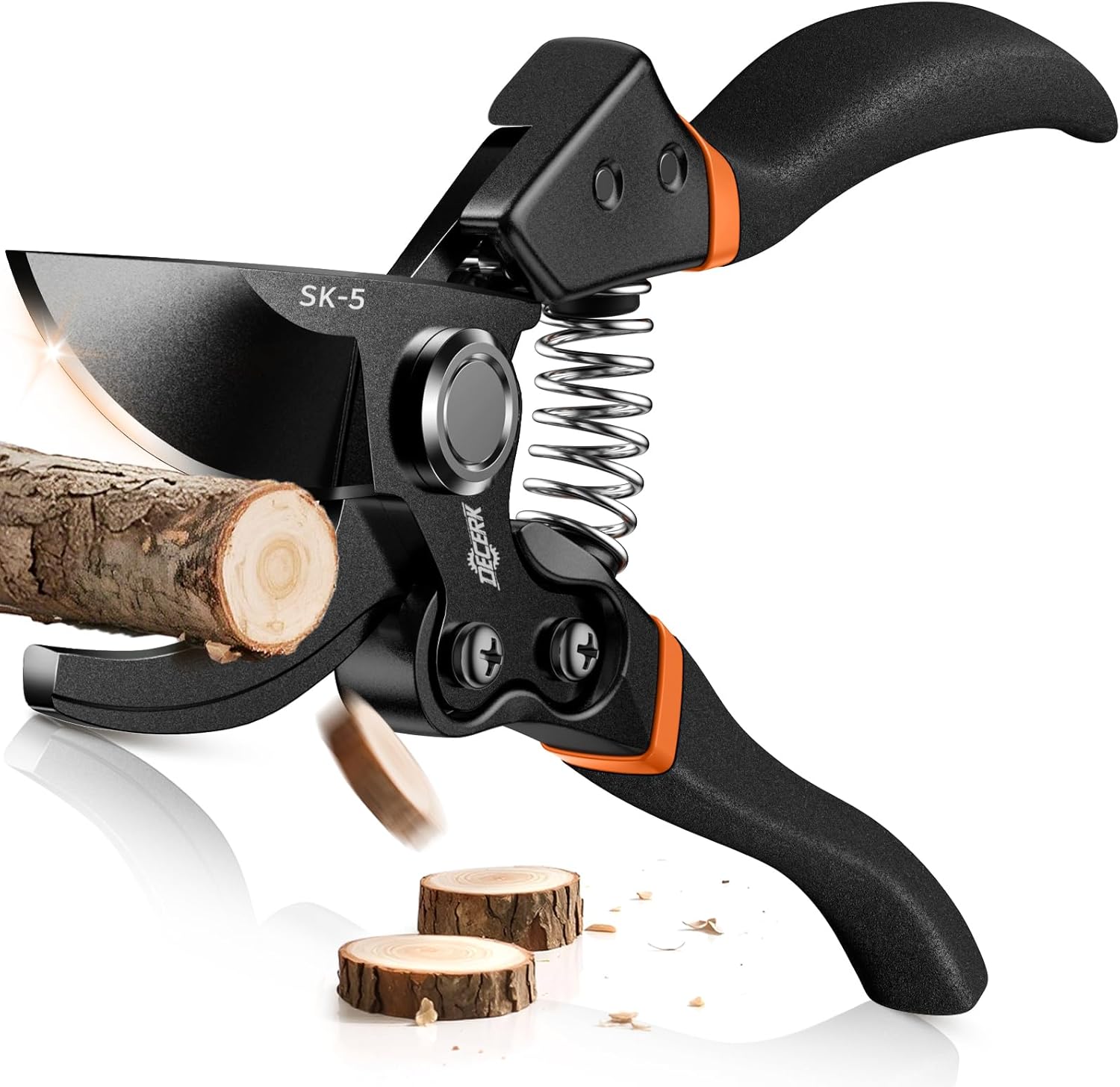 DECERK 8.5" Professional Pruning Shears — Japanese Steel, Titanium Blade, Arthritis-Friendly Roots to Result