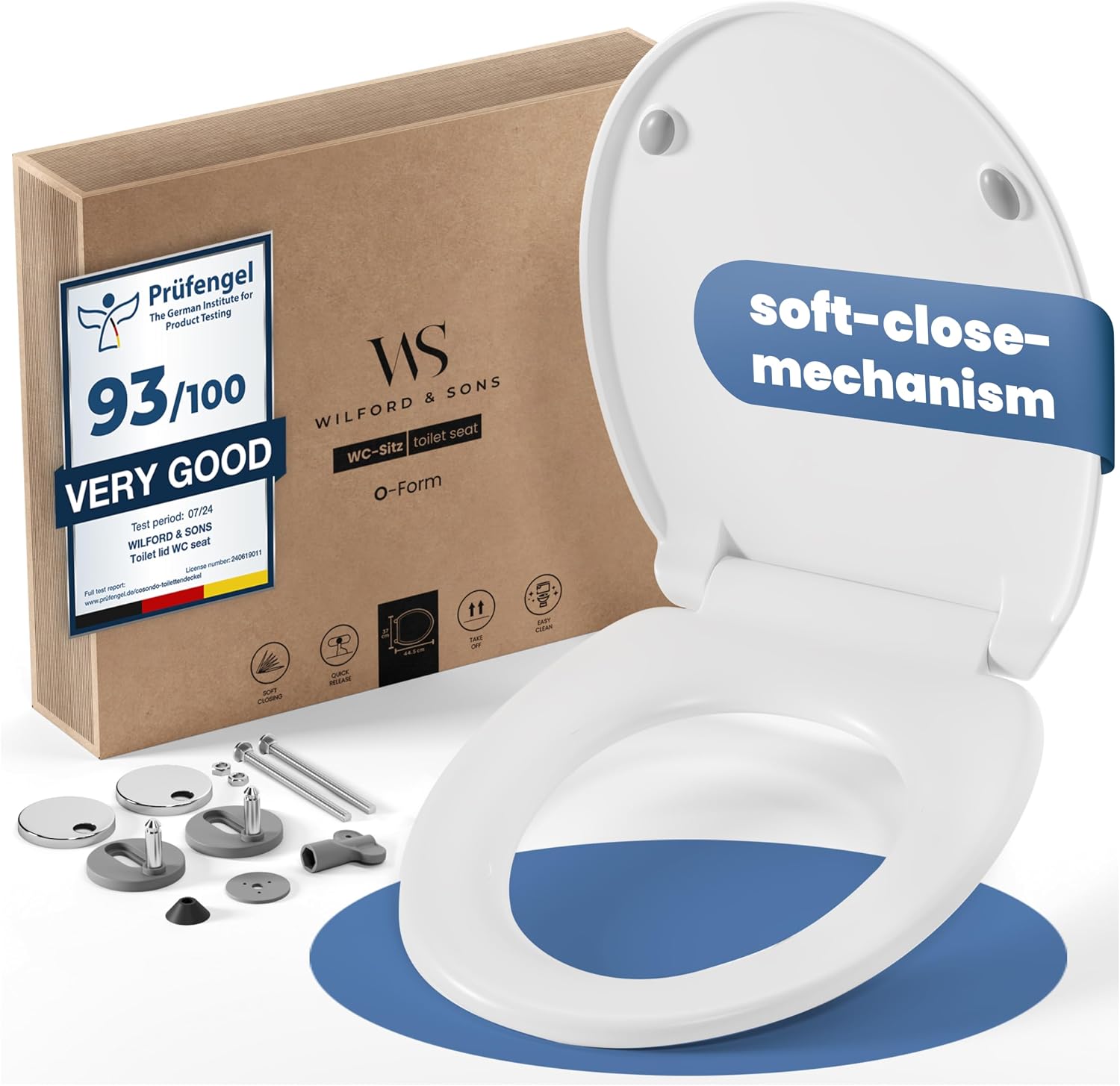 Detalle de Wilford & Sons O Shape toiletbril, O-vorm met softclose en quick release