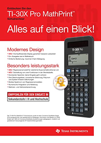 Thumbnail 7 de Texas Instruments TI-30X Pro MathPrint Schulrechner – 4-zeiliges Display, Solar- und Batteriebetrieb, Schwarz
