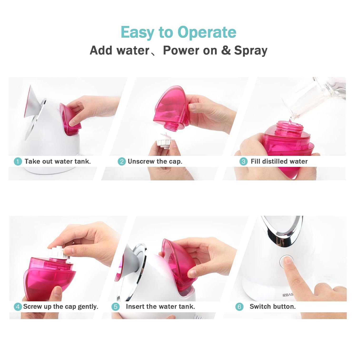 Thumbnail 4 de EZBASICS Gesichtsdampfer Nano Ionic 5 Skin Kit Rosa
