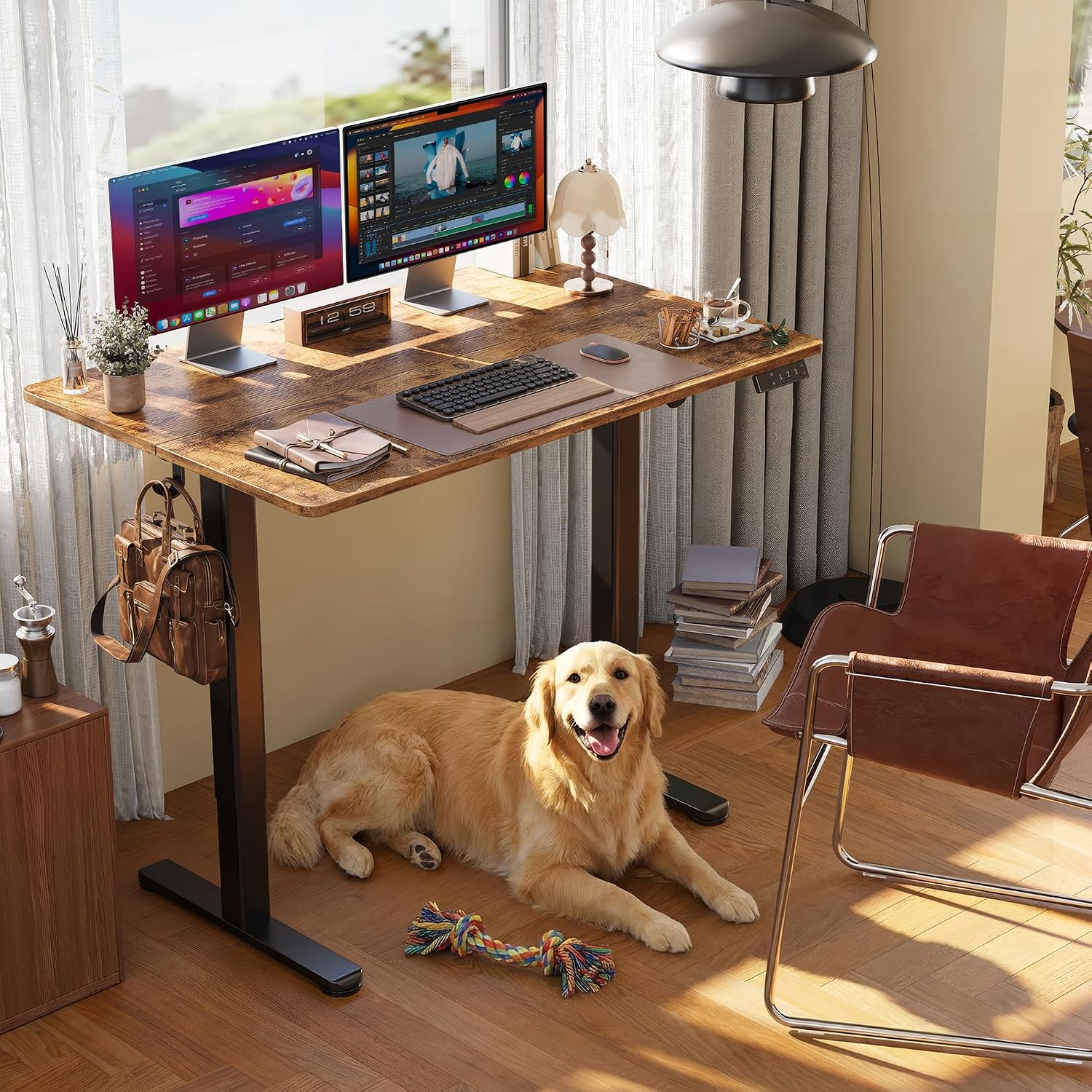 Thumbnail 1 de Claiks P1.01.001 Electric Standing Desk, 48 x 24 in, Rustic Brown
