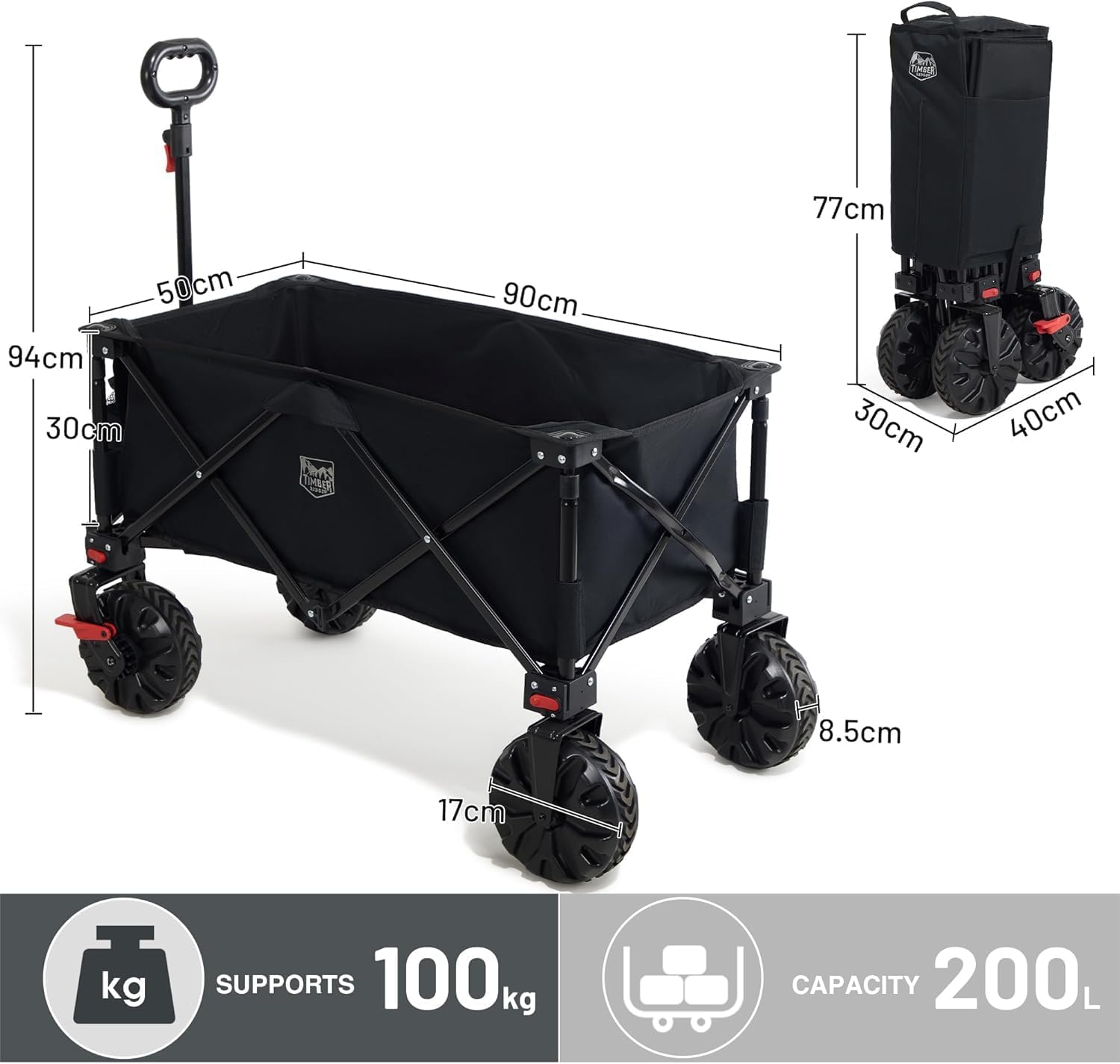 Thumbnail 5 de TIMBER RIDGE Festival Trolley 200L camping cart 🛒