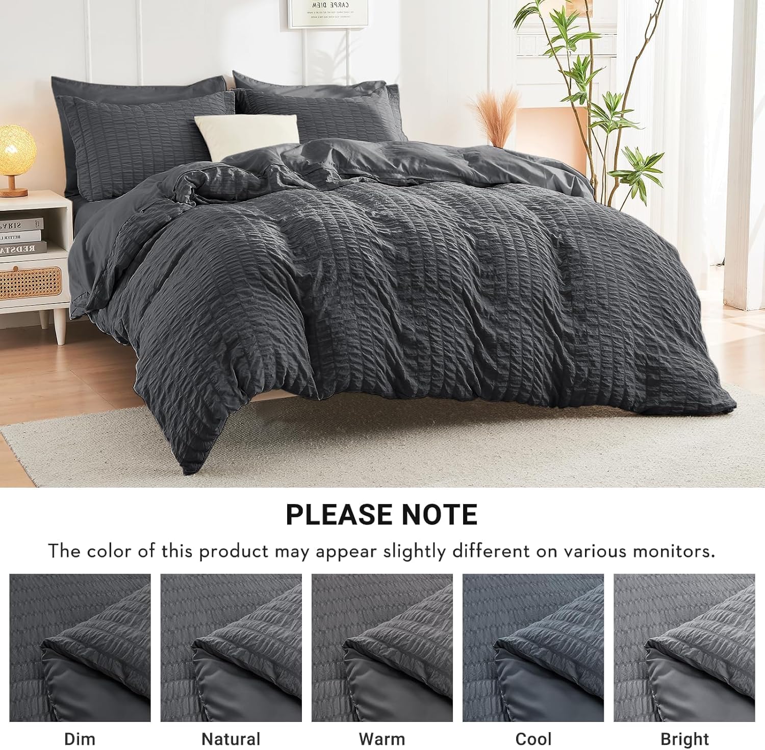 Thumbnail 6 de HYMOKEGE King Duvet Set Gray