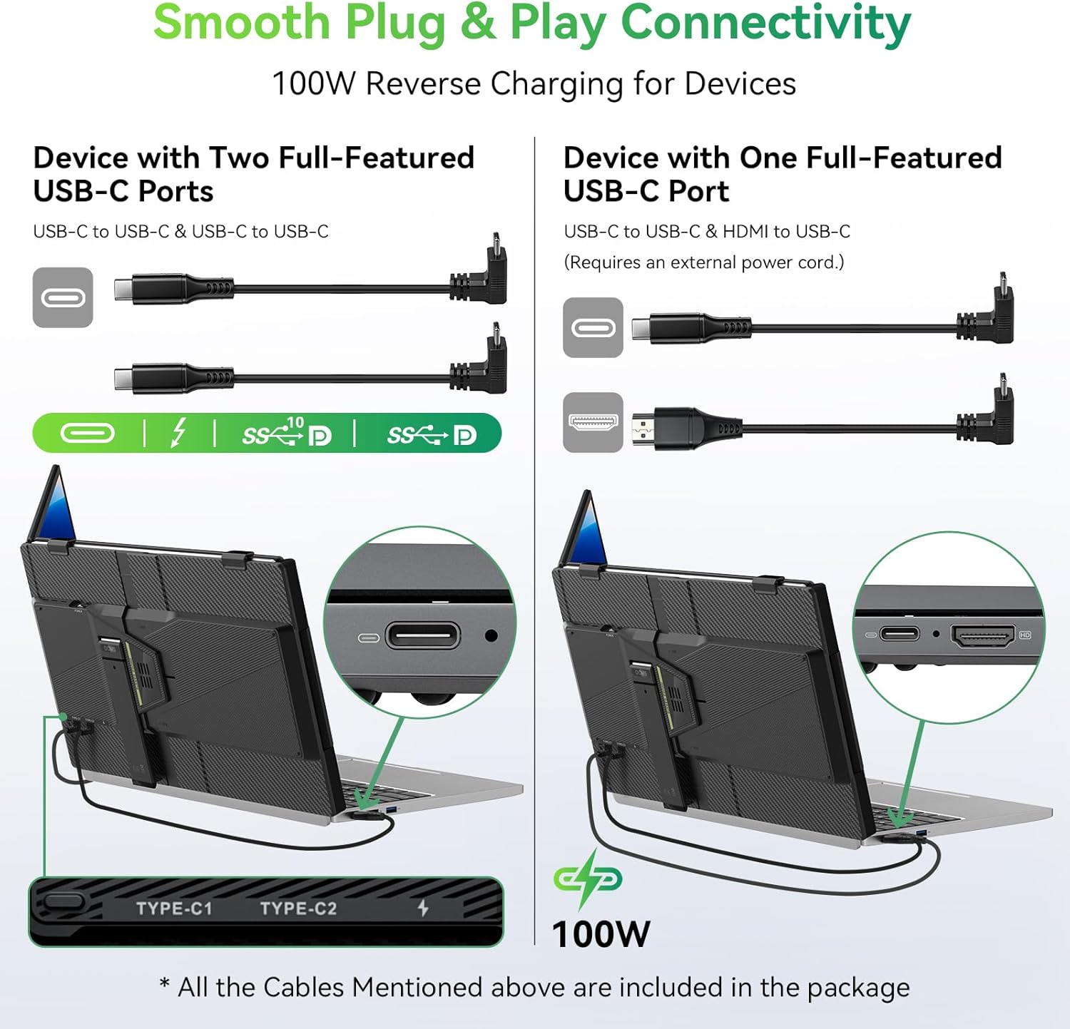 Detalle 2 de Blackview 14" Laptop Screen Extender (Triple Screen) – Portable FHD Monitor with USB-C Plug & Play