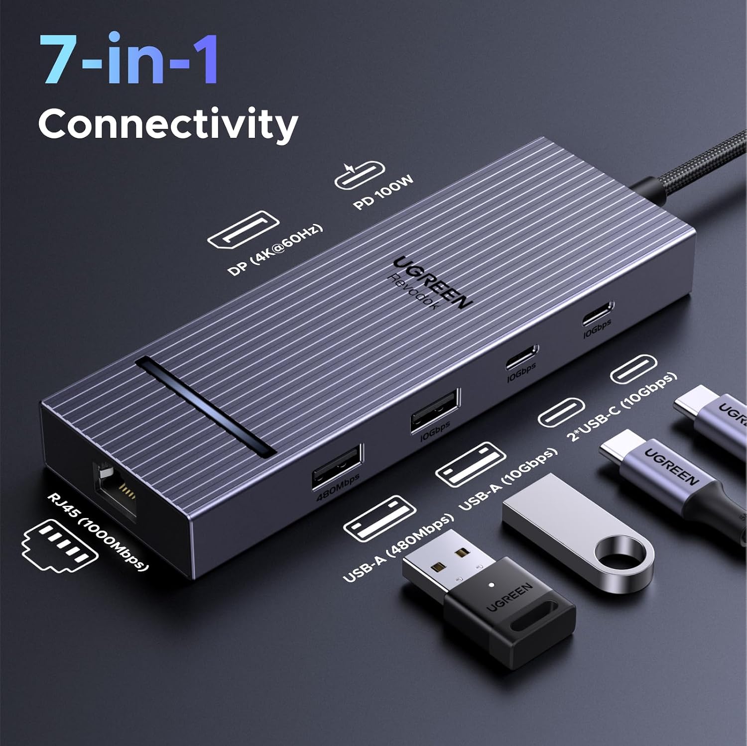 Detalle 2 de UGREEN Revodok Pro Docking USB C DP 4K