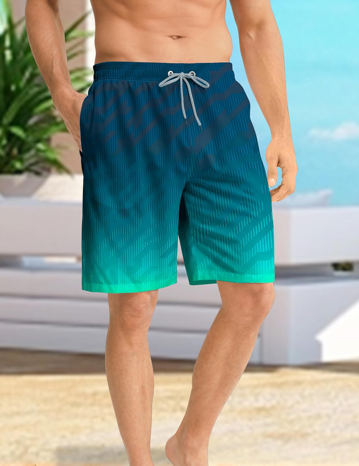 Thumbnail 1 de APTRO Herren Badehose Lang: schnelltrocknende Boardshorts mit Innenslip und Taschen