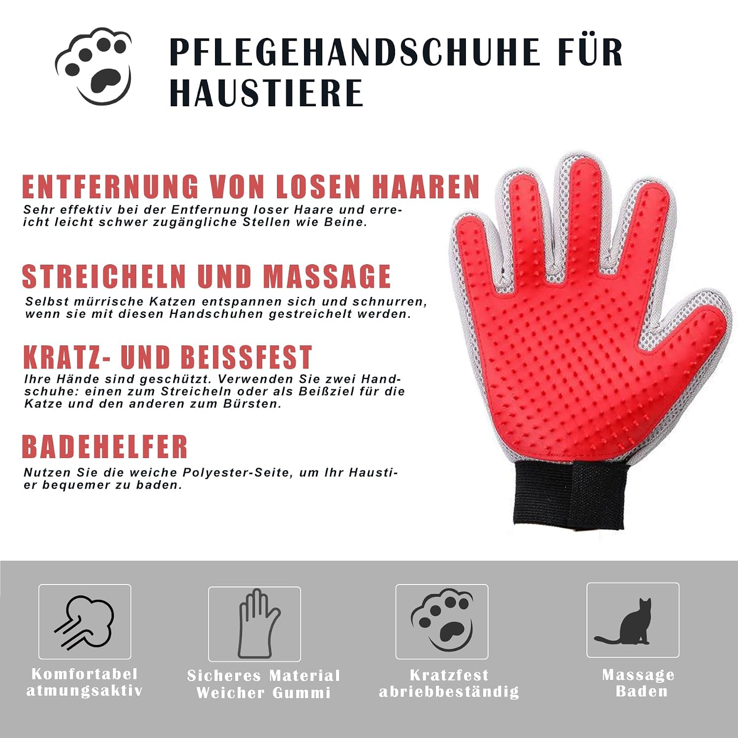 Detalle 2 de Marchul Fellpflege-Handschuh 260 Spitzen 🐾