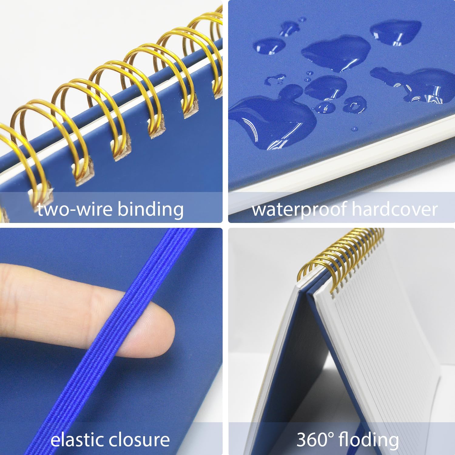 Thumbnail 2 de DWIYITTN A5 Spiral Notebook, 160 Lined Pages, Hardcover, Navy Blue