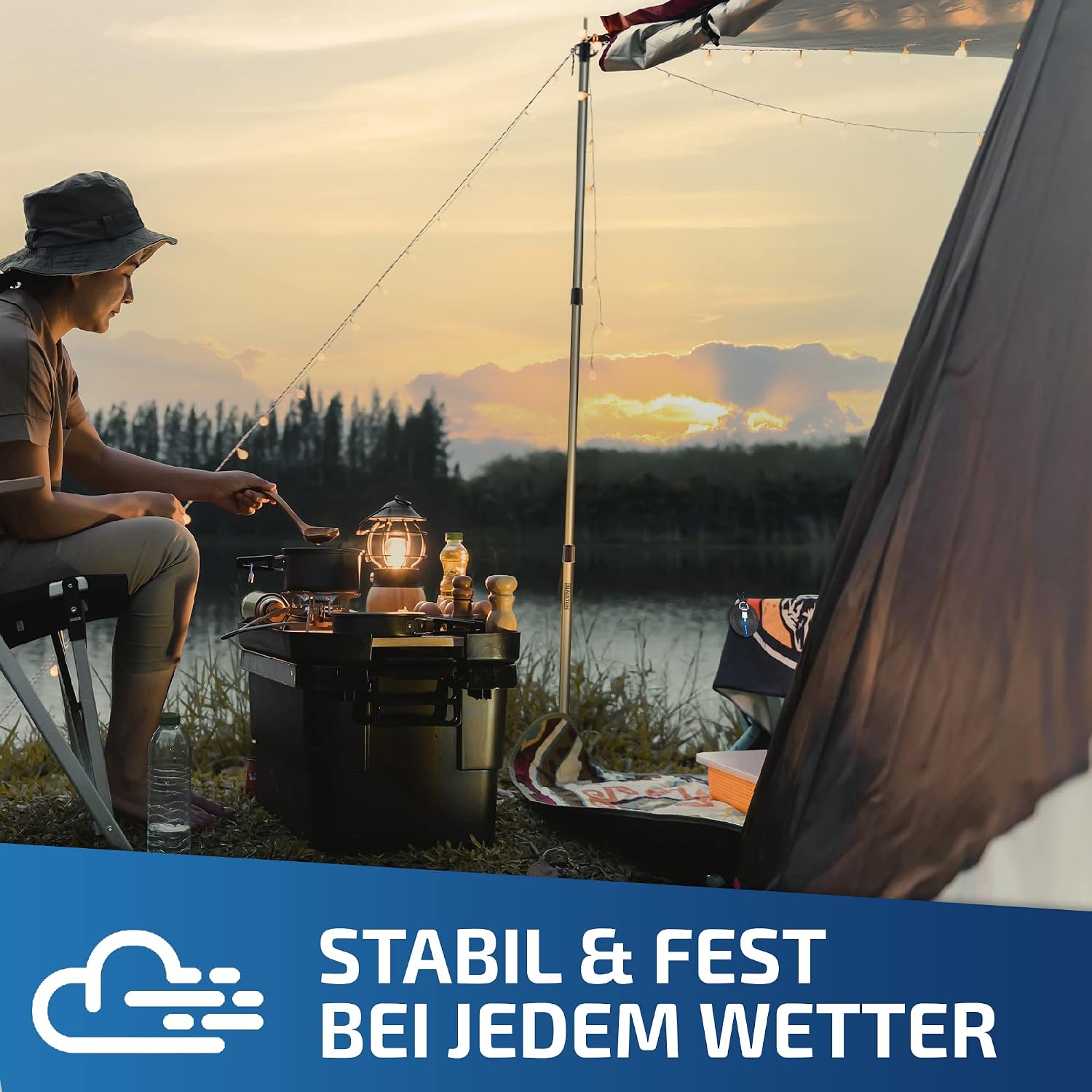 Detalle 2 de Blaustein Zeltstangen 2er-Set – Teleskopstangen für Sonnensegel, Tarp & Zelt (94–235 cm)
