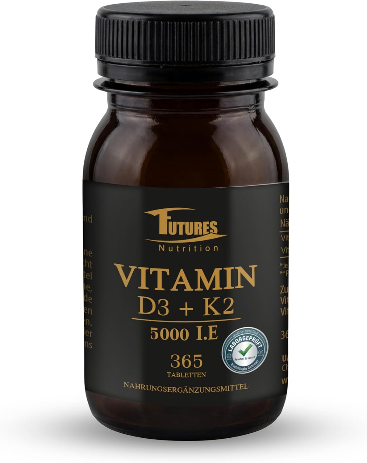 Detalle de FUTURES NUTRITION Vitamin D3 K2 5000 I.E (vegan) – hochdosiert, nur 1 Tablette alle 5 Tage, 365 Tabletten