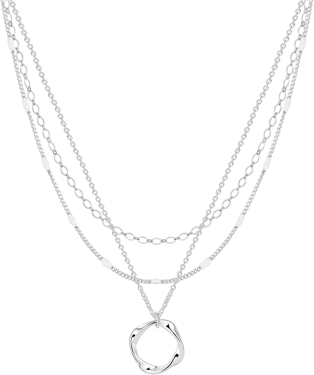 Detalle de Meteorstarry Halsreif Damen Silber 925 Sterling – 3er Layering Set mit Anhängern