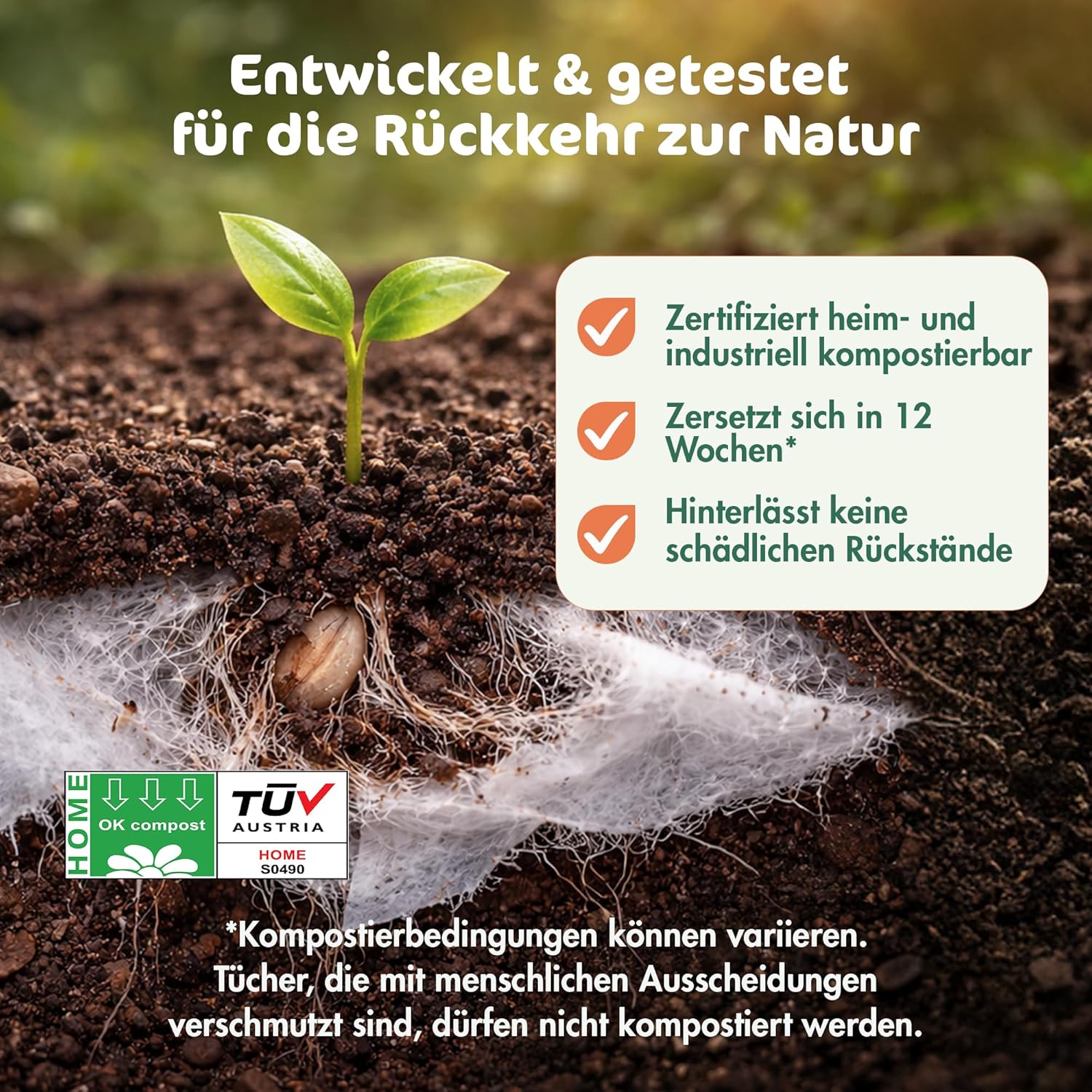 Detalle de Naty Baby Feuchttücher – 100% pflanzenbasiert, unparfümiert und plastikfrei (672 Tücher, 12 Packungen)