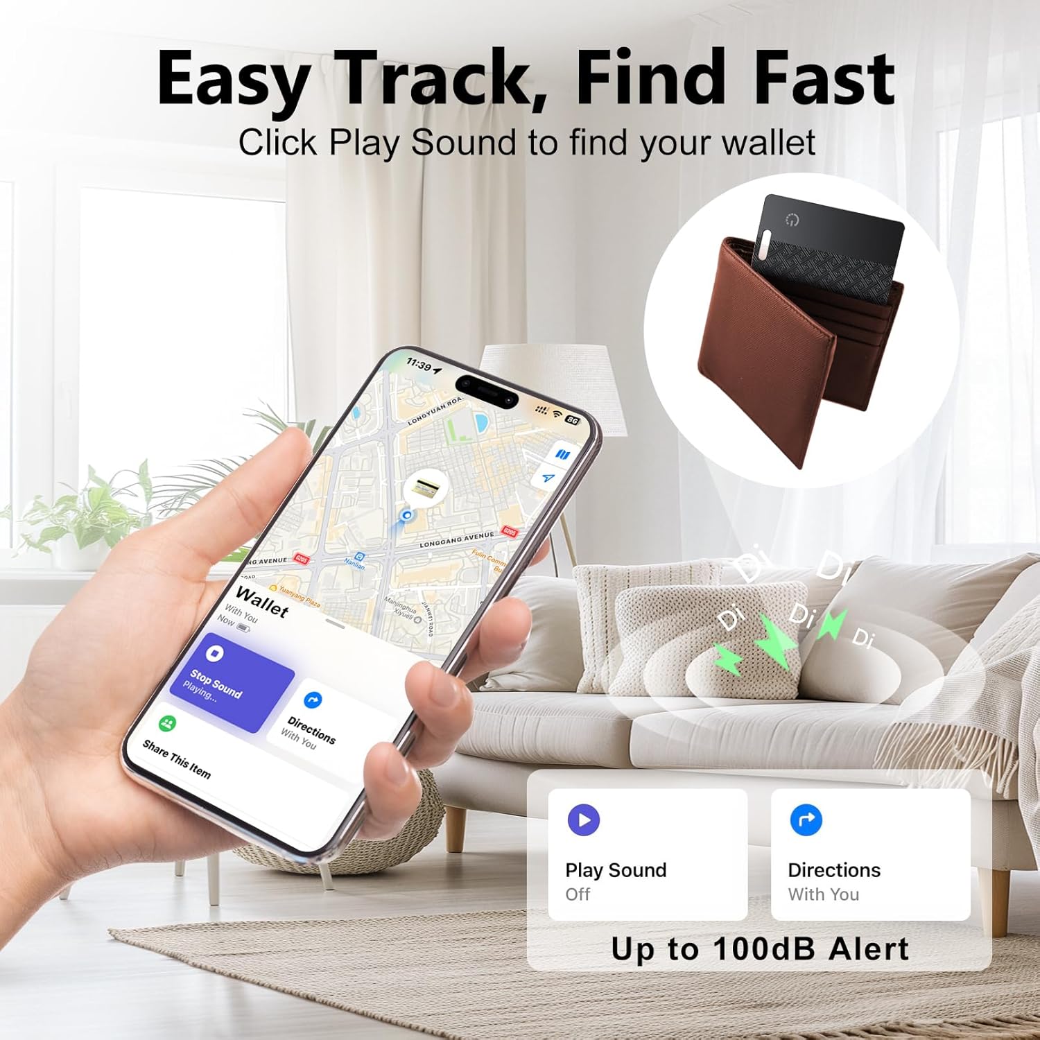 Detalle de Air Tracker Tag Wallet Tracker — Traceur Bluetooth Find My pour iOS