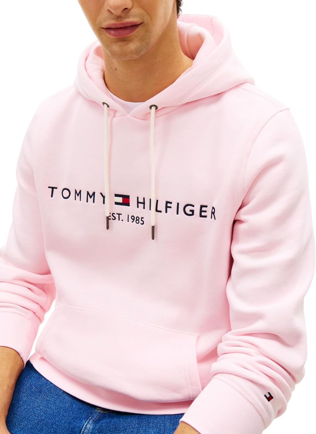 Detalle de Tommy Hilfiger Herren-Hoodie mit Kapuze „Tommy Logo“
