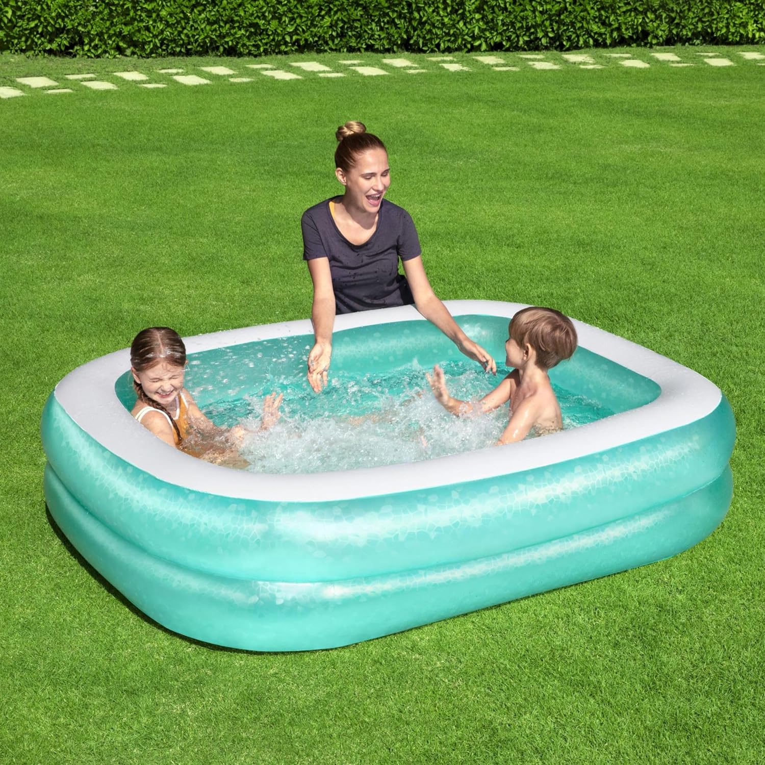 Detalle de Bestway 54005 Piscina Hinchable Familiar Rectangular 🌊 201x150x51 cm