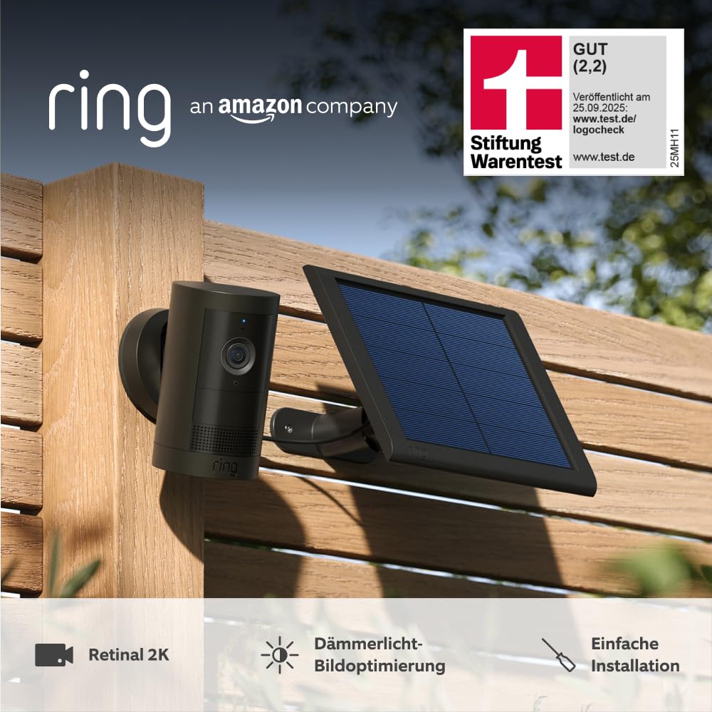 Detalle de Ring Außenkamera Plus Solar – 2K-Weitwinkel, kabellose Überwachung mit Solarenergie