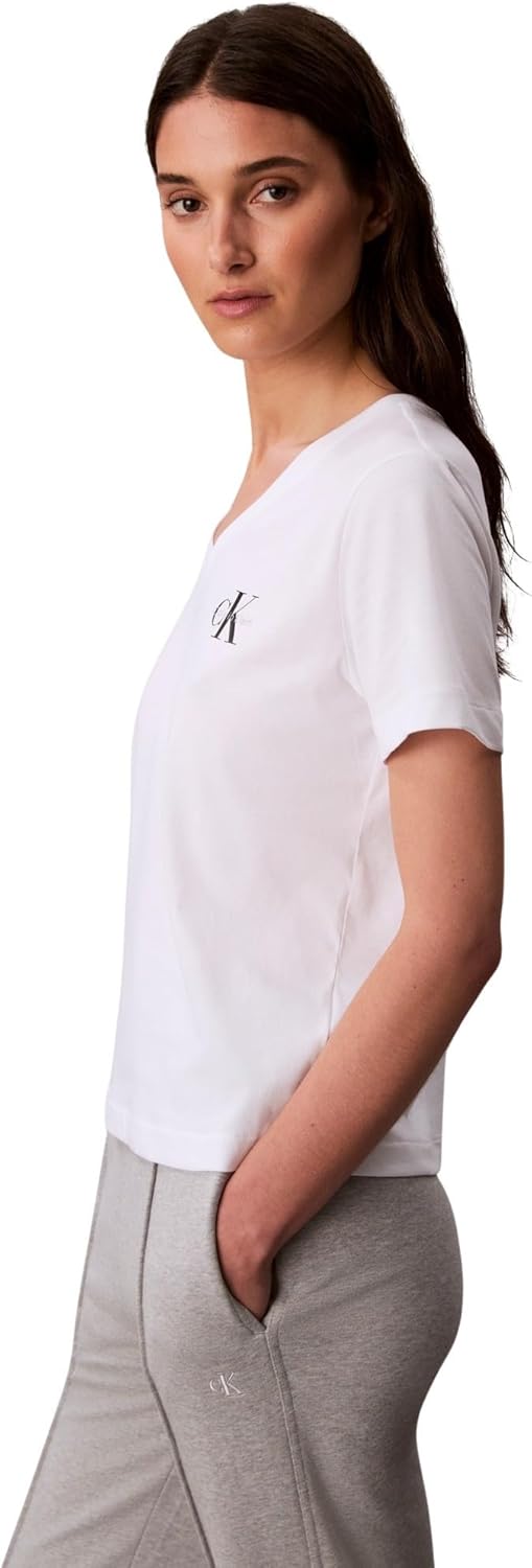 Thumbnail 4 de Calvin Klein Damen 2er Pack T-Shirts Kurzarm Logo Tee mit V-Ausschnitt