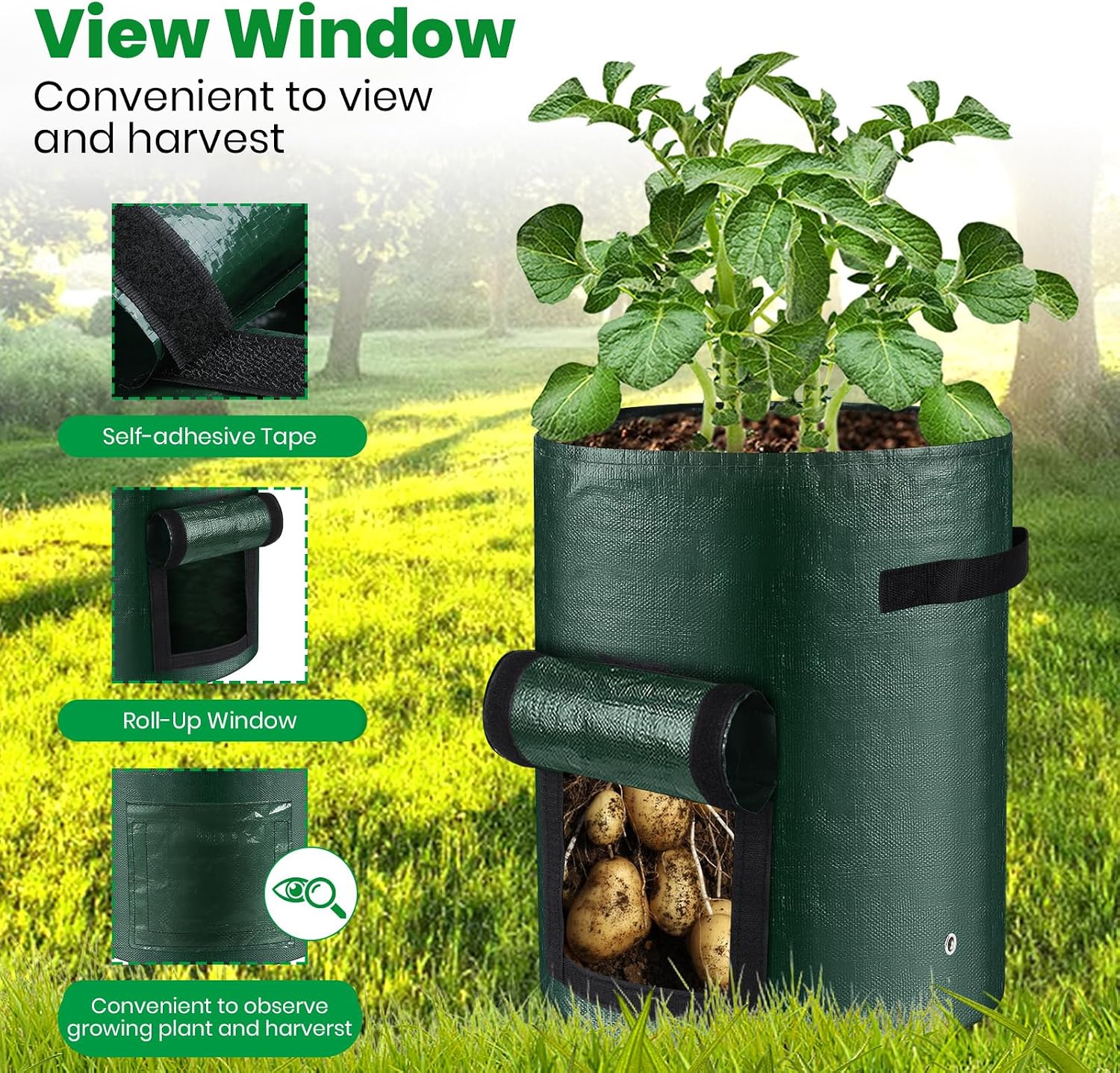 Detalle 1 de BIJOKETTEN 6-Pack 10-Gallon Potato Grow Bags with Harvest Flap and Handles