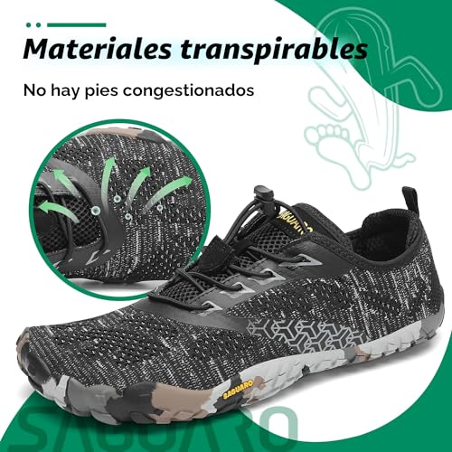 Detalle de SAGUARO Zapatillas Barefoot Minimalistas para Hombre y Mujer (Negro Tinta, 47 EU) – Ligero entrenamiento y outdoor