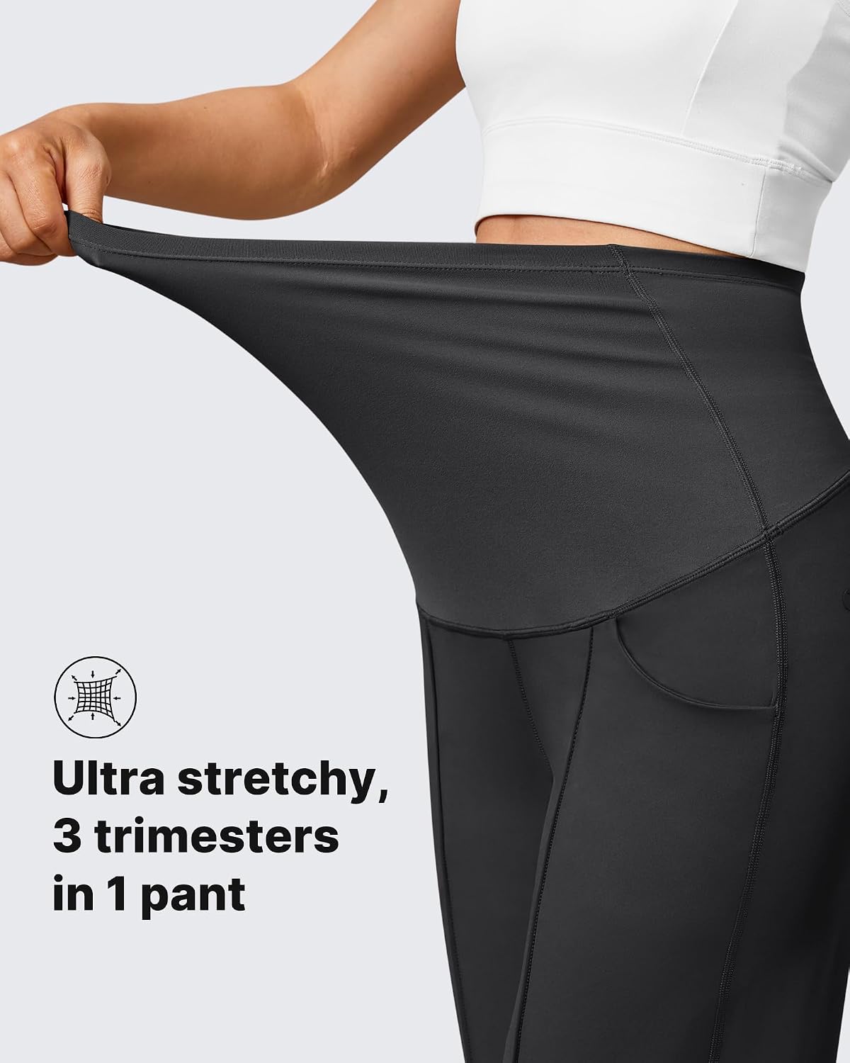 Detalle 1 de G4Free Maternity Trousers Over Bump – stretchy lounge & yoga wide-leg pants with pockets
