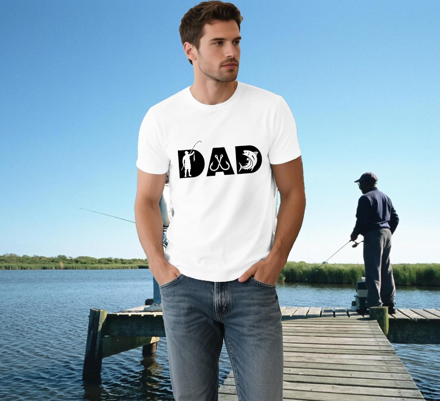 Detalle de Qskall Fishing Dad T Shirt for Men