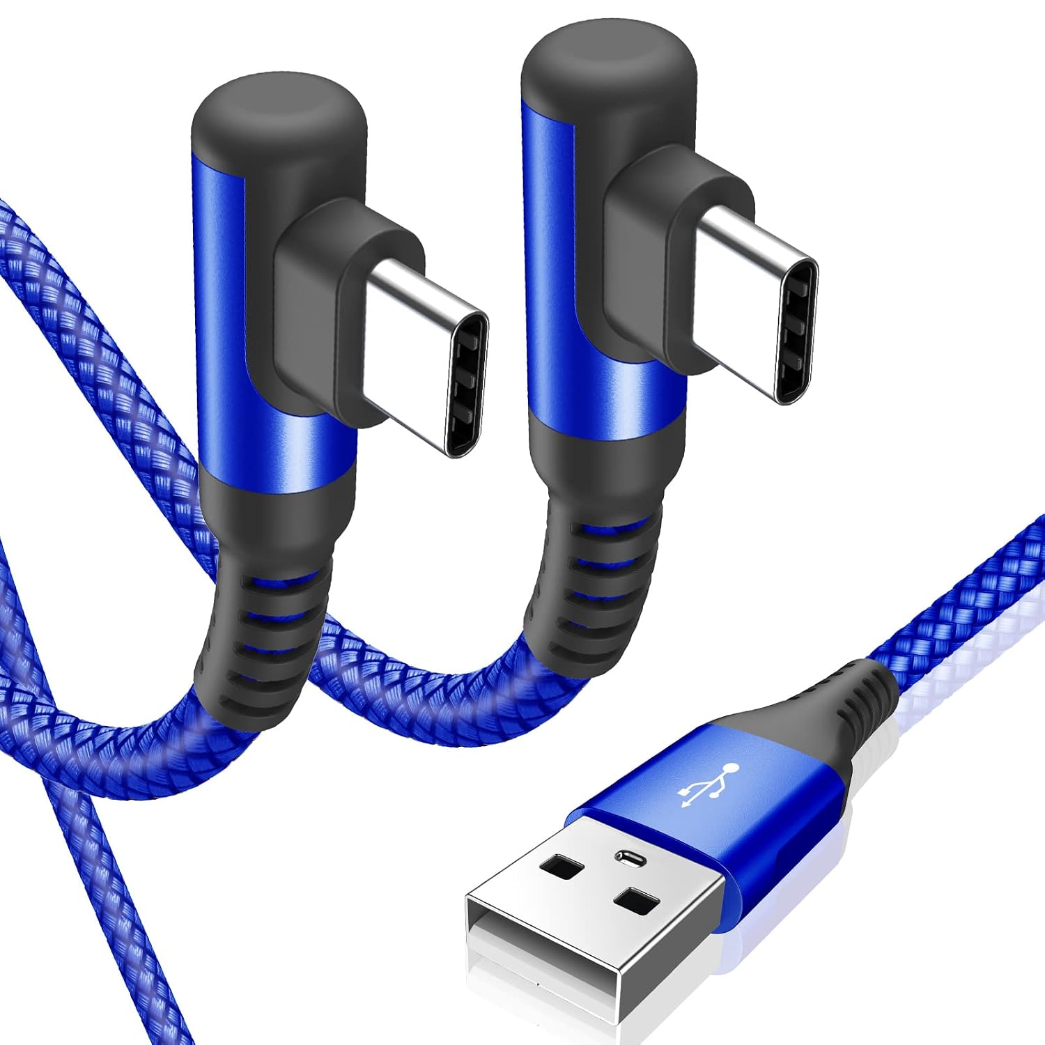 Detalle de USB‑C Kabel 90° Winkel (2er‑Set, 3 m) Schnellladung & Daten, Nylon (USB‑C/Type‑C)