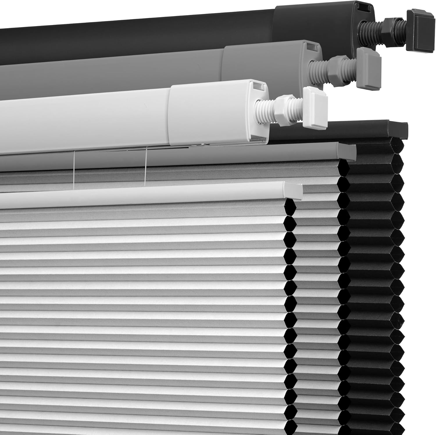 Detalle de Boolegon No Drill No Tools Cellular Shades Top Down Bottom Up Honeycomb Blinds – White, Blackout, 33.5" W x 78" H