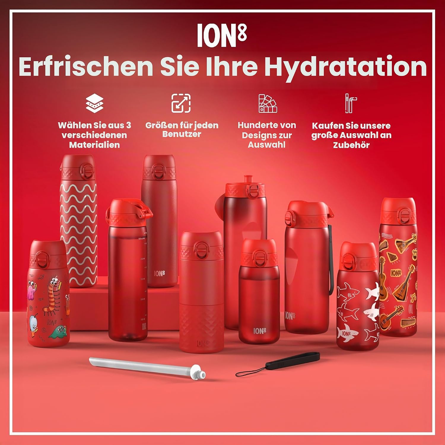 Thumbnail 6 de ION8 Vakuumisolierte Edelstahl-Trinkflasche 500 ml – Auslaufsicher, Einhandöffnung, Spülmaschinenfest