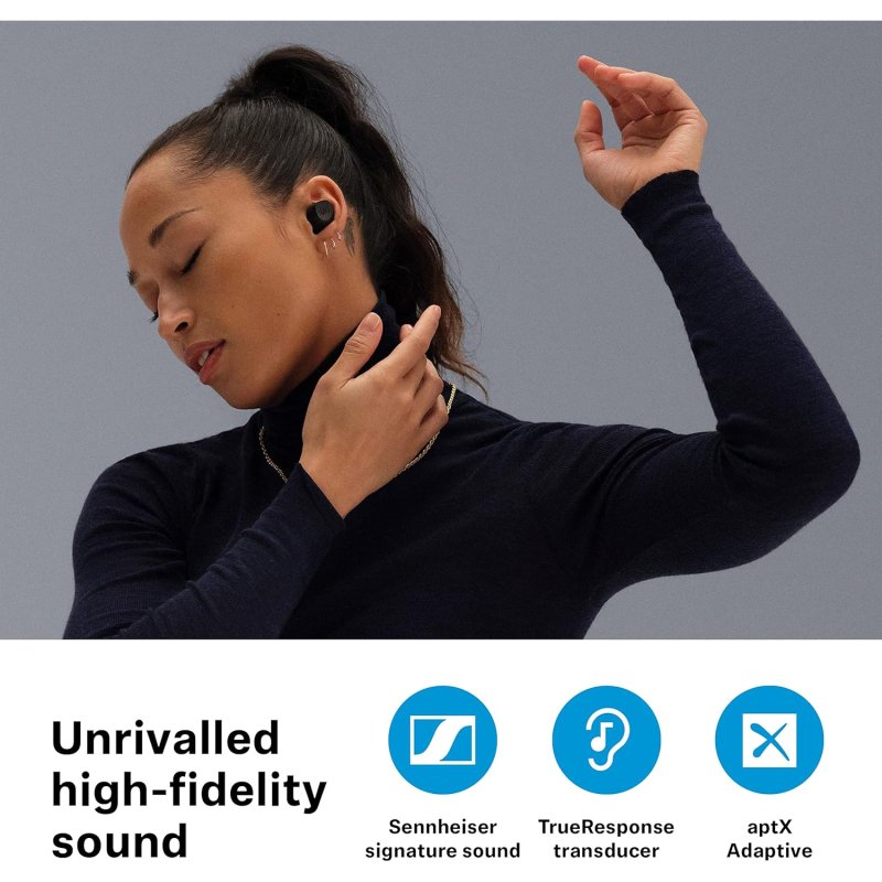 Detalle 2 de Sennheiser Momentum True Wireless 3: ANC In-Ear con sonido personalizable (Grafito)