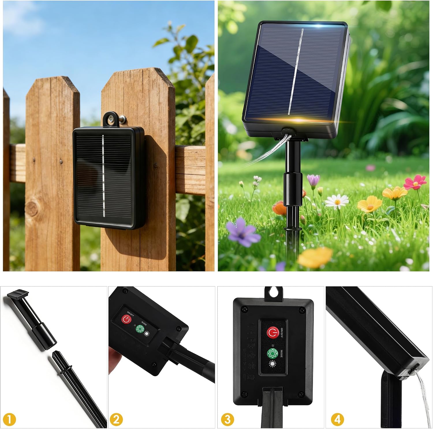Detalle de Luci Solari Esterne Luci Solari Esterno 3 Pacchi 15+2M 150LED IP65 - Filo di Rame, Bianco Caldo