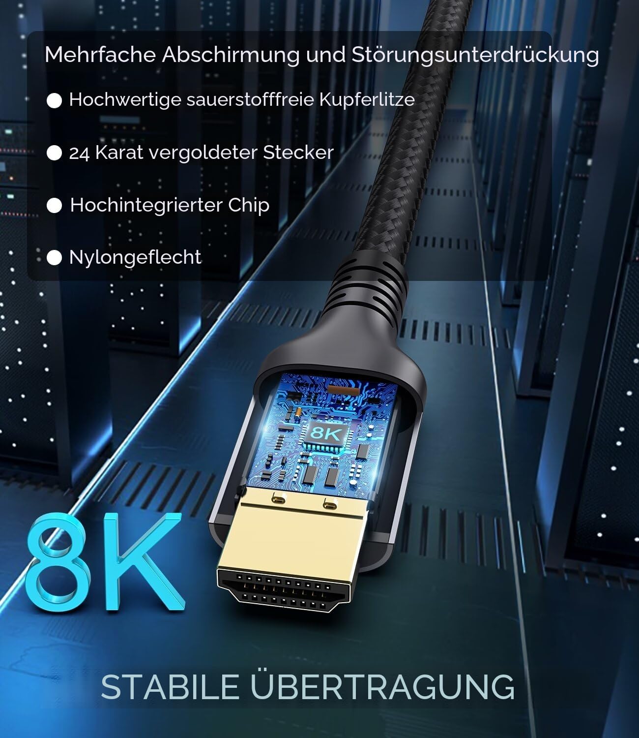 Thumbnail 3 de Zertifiziertes HDMI 2.1 Kabel (10K/8K, 48 Gbps) 1 m – 8K@60Hz, eARC, HDR10+