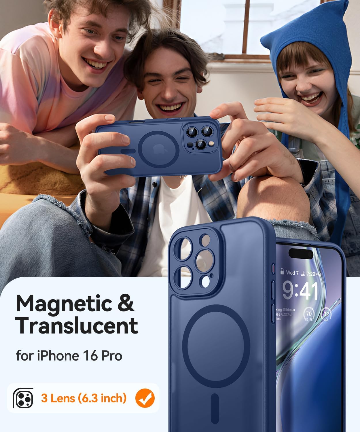 Detalle 2 de CANSHN Cover Magnetica per iPhone 16 Pro (6,3") – Protezione totale fotocamera, stile opaco e Antiurto