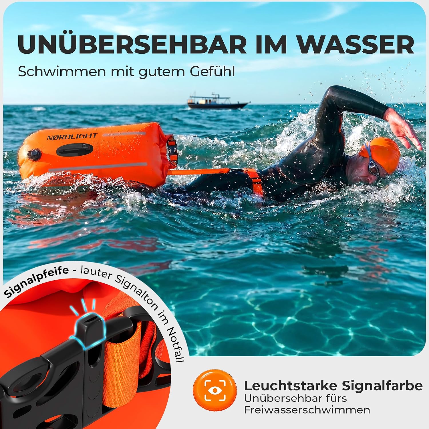 Detalle de Nordlight Schwimmboje – Dry Bag, Aufblasbare Sicherheitsboje für Erwachsene
