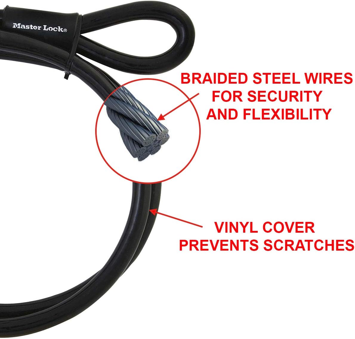 Thumbnail 3 de Master Lock 49EURD Câble à Boucle en Acier tressé 3 m × 10 mm Noir